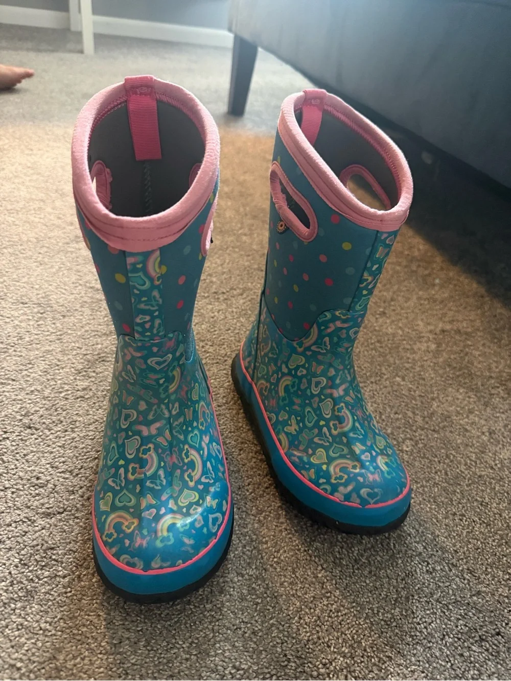 BOGS Rainbow Heart Butterfly Winter Boots Sz 13